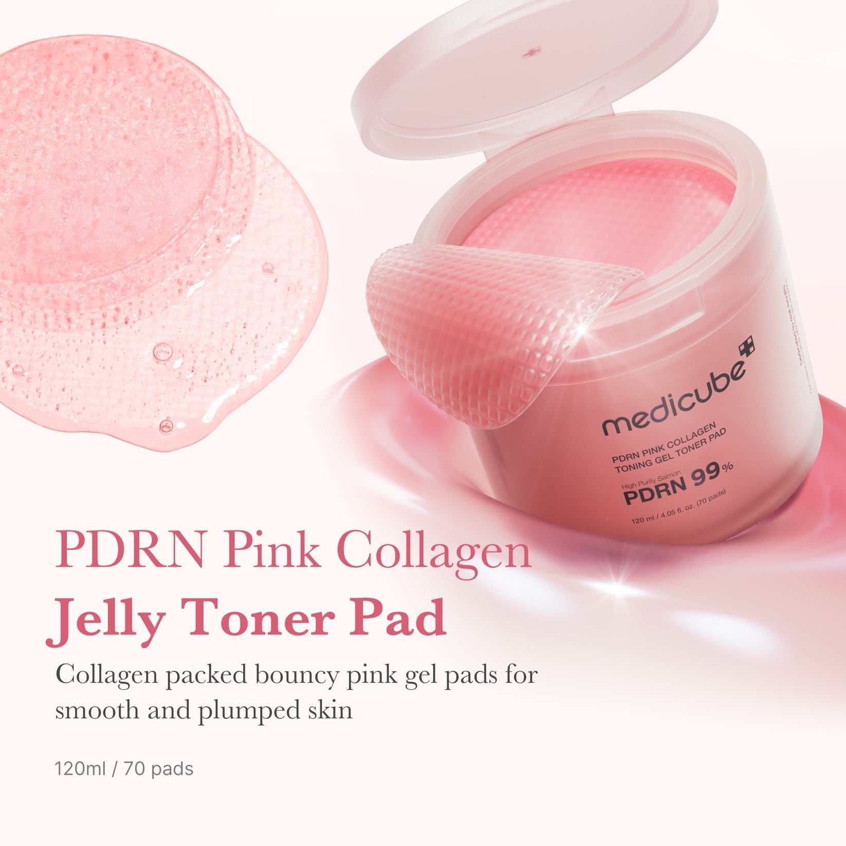 Medicube PDRN Pink Collagen Toning Gel Toner Pad..