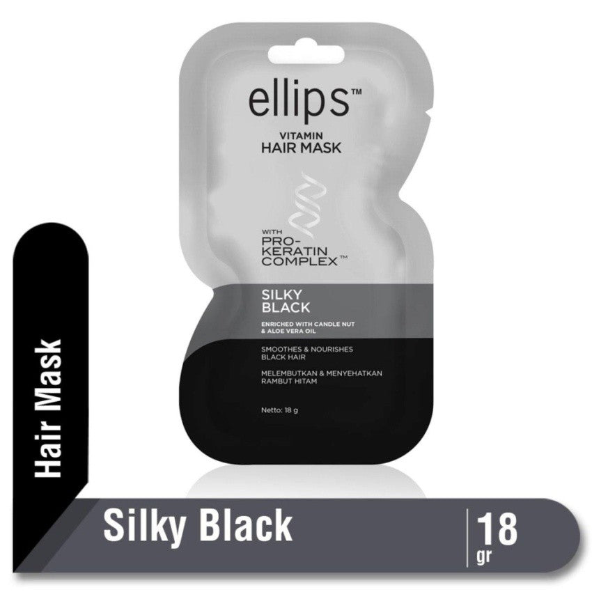 ELLIPS SILKY BLACK hair mask with keratin-complex.