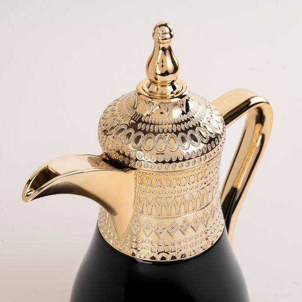 Dallaty طقم دلات 2 قطعة ستيل لون ذهبي وأسود 1 لتر و700 مل