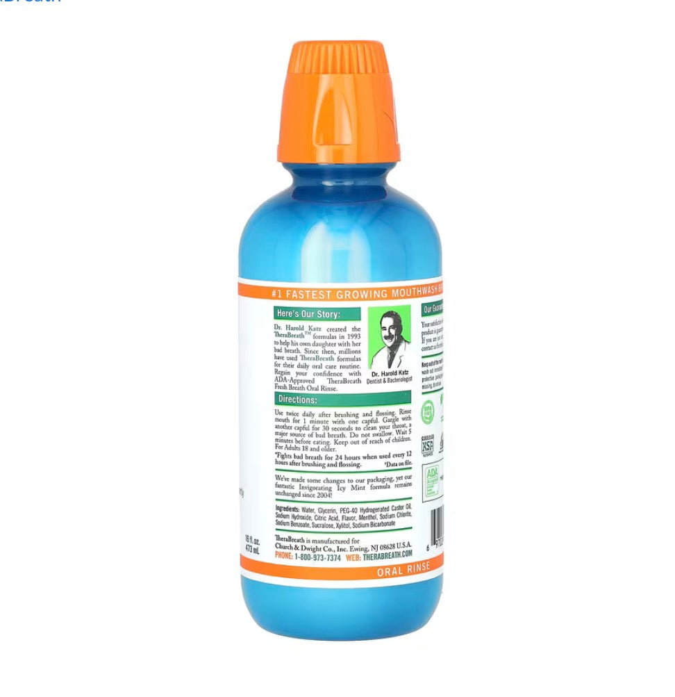 TheraBreath, Fresh Breath Oral Rinse, Invigorating Icy Mint, 16 fl oz (473 ml)