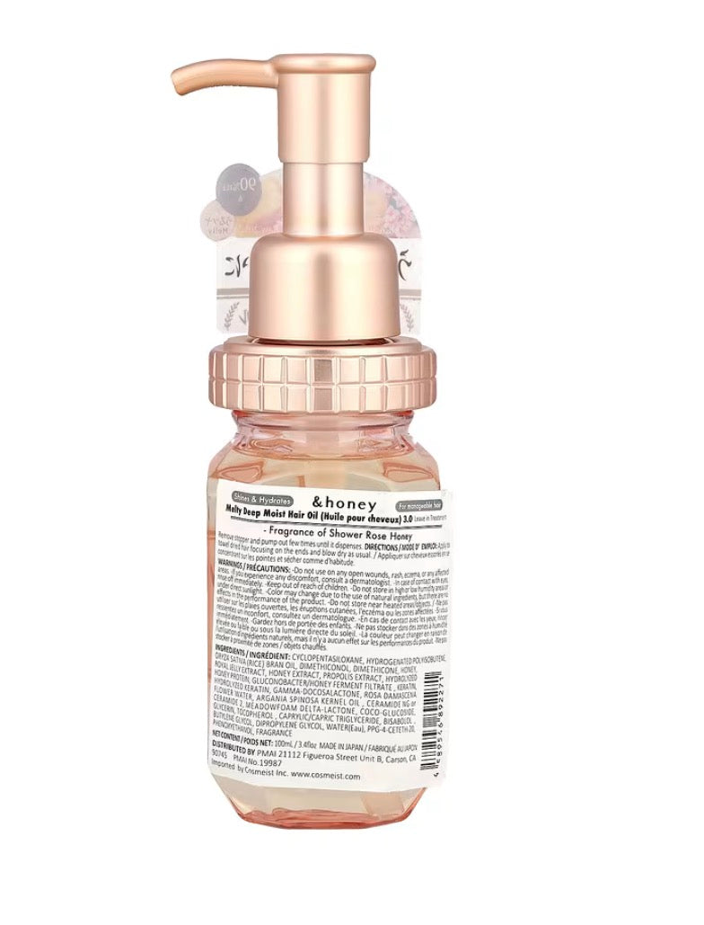 & Honey, Melty Moist Repair Oil, Shower Rose Honey, 3.4 fl oz (100 ml)