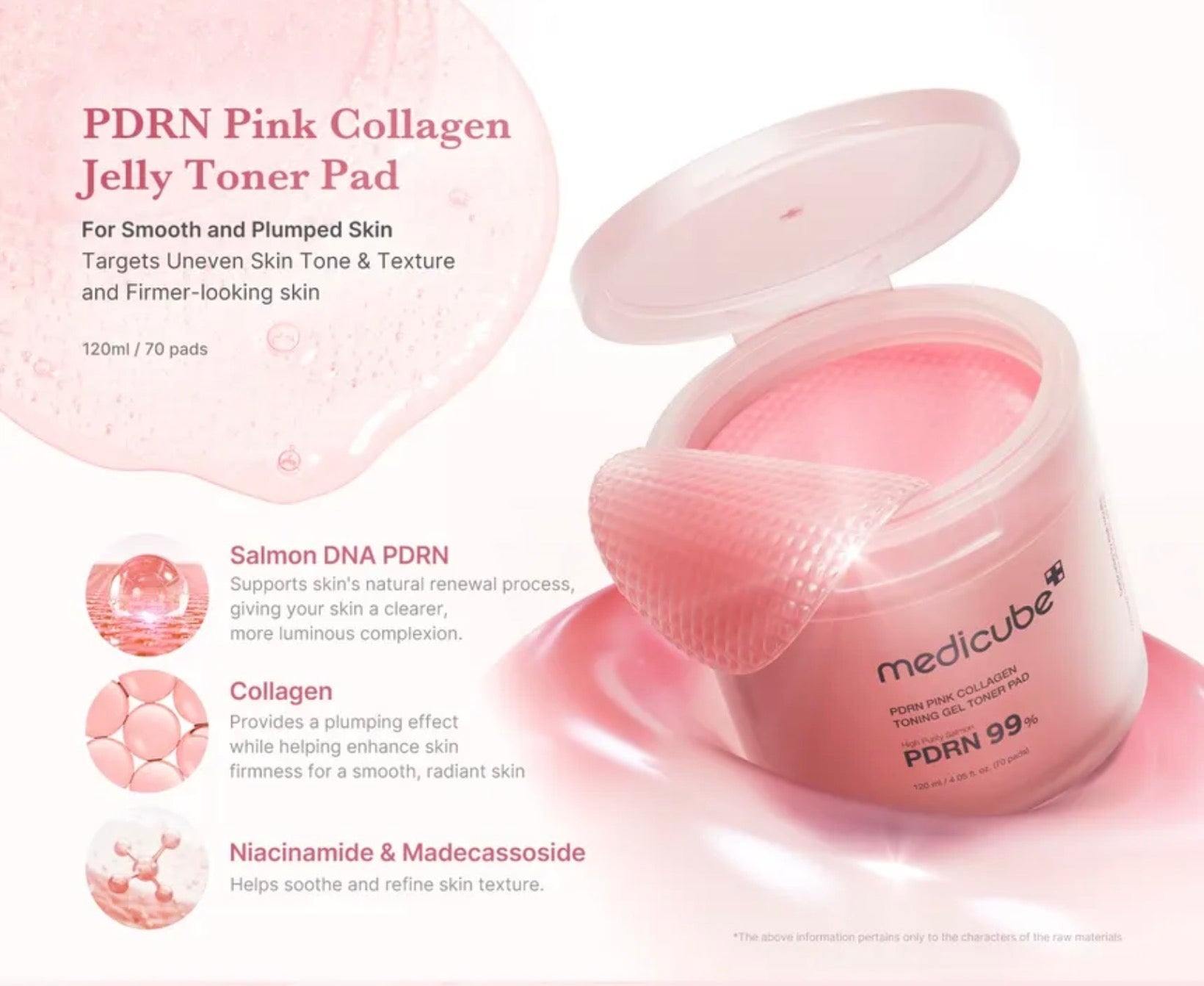 Medicube PDRN Pink Collagen Toning Gel Toner Pad