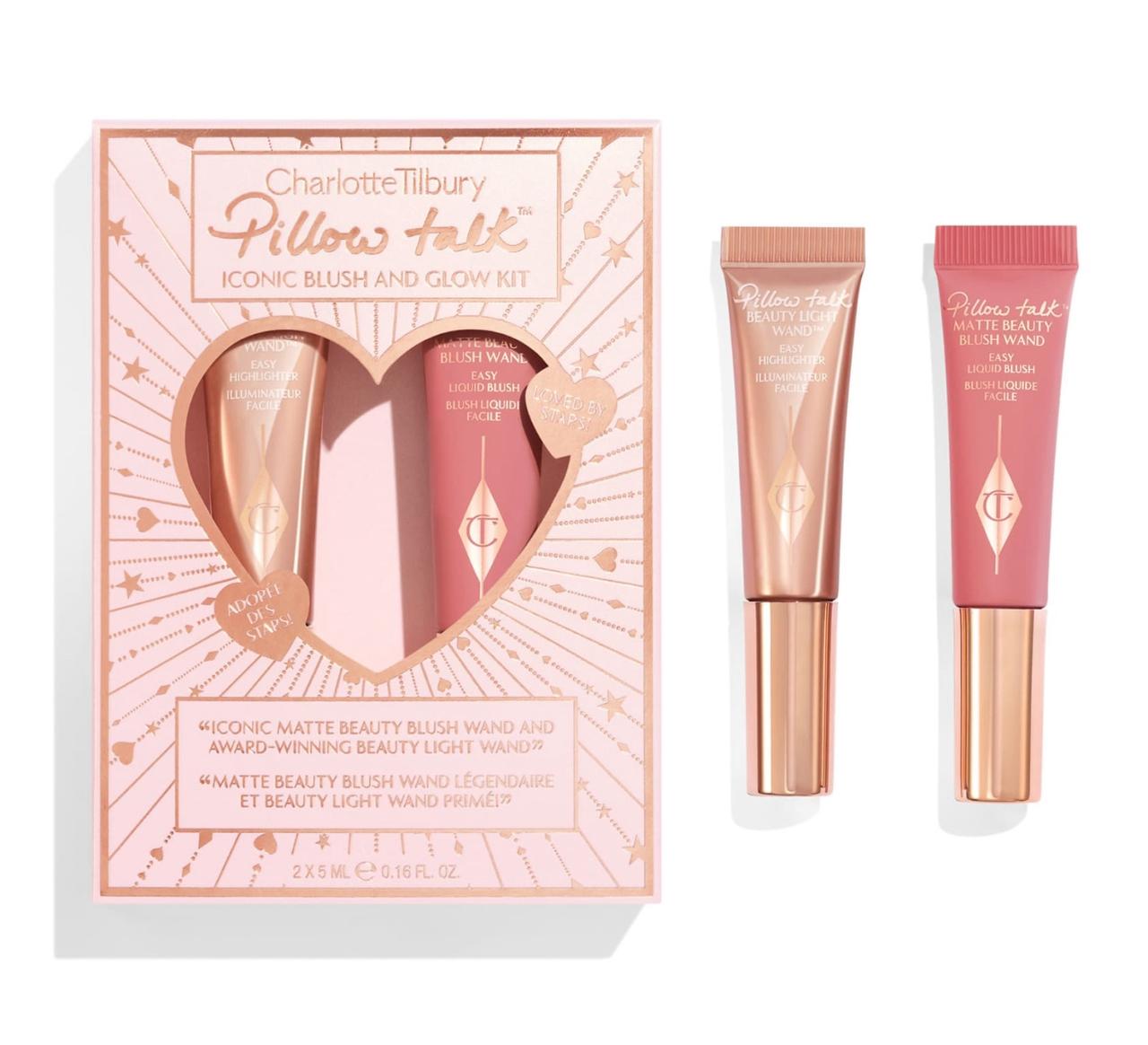 Charlotte Tilbury Mini Pillow Talk Blush and Glow Beauty Highlighter Wand Set