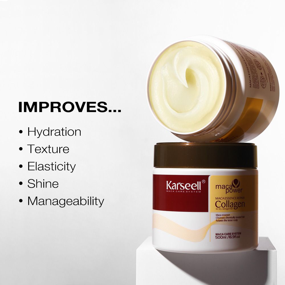 Karseell Collagen Maca Hair Treatment Deep Repair Conditioning Hair Mask Argan Oil Coconut Oil Essence 500ml