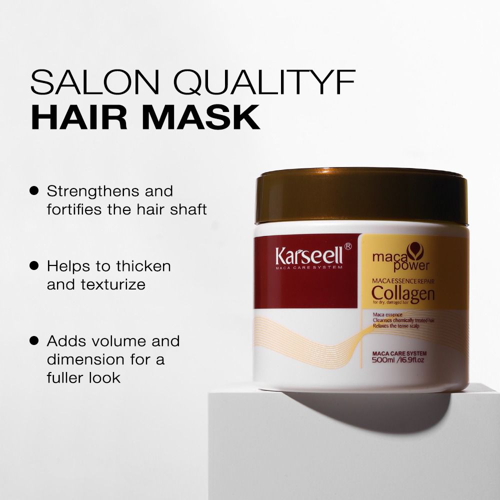 Karseell Collagen Maca Hair Treatment Deep Repair Conditioning Hair Mask Argan Oil Coconut Oil Essence 500ml