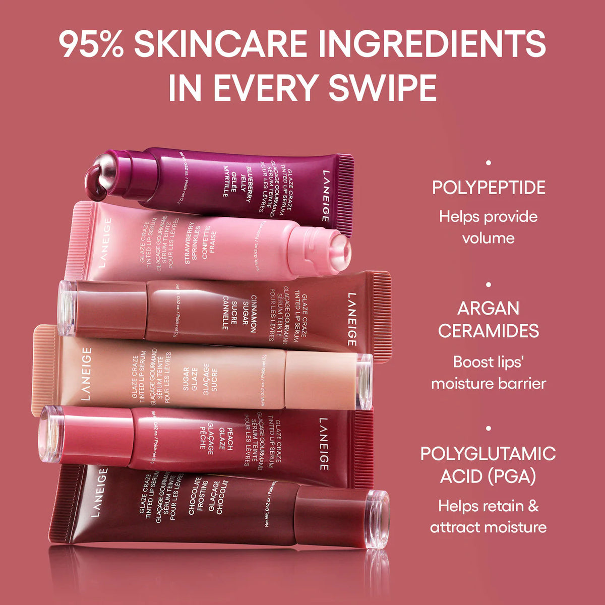 LANEIGE 
Glaze Craze Donut Delight Hydrating Tinted Lip Serum Duo..