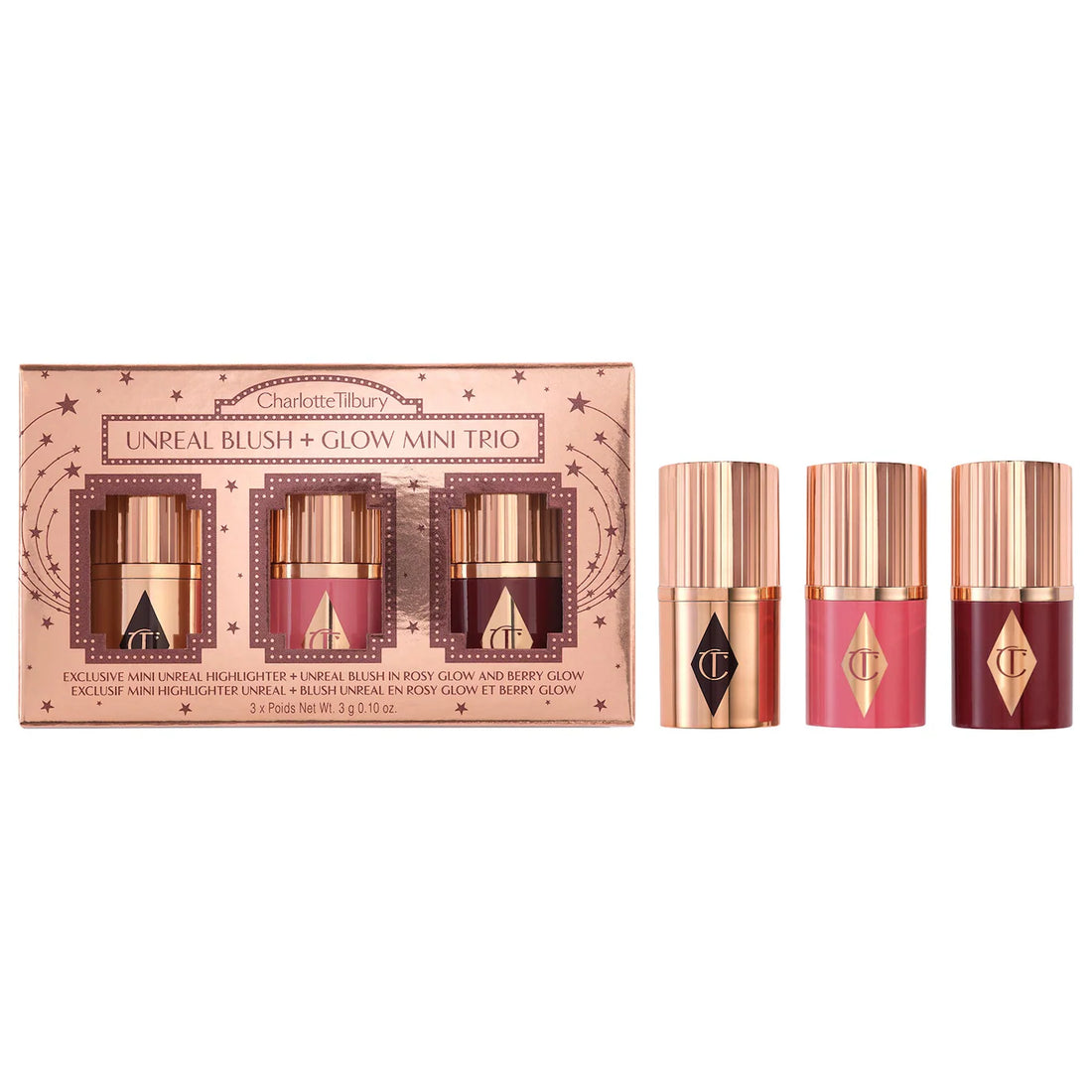 Charlotte Tilbury 
Mini Unreal Blush + Glow Trio..