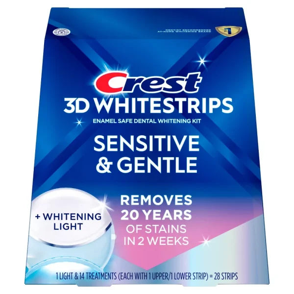 CREST 3D WHITESTRIPS SENSITIVE &amp; GENTLE + WHITENING LIGHT FULL BOX