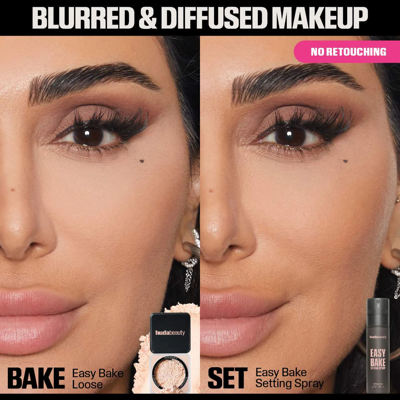 HUDA BEAUTY 
Easy Bake Blurring Setting Spray with 16-Hour Wear.