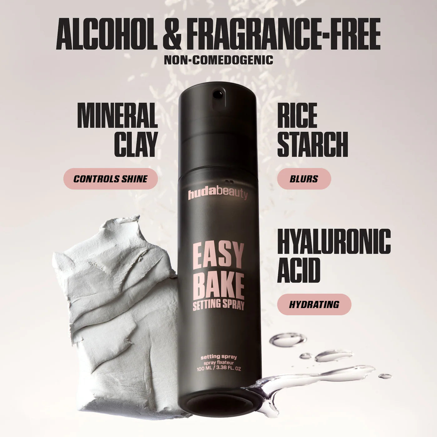 HUDA BEAUTY 
Easy Bake Blurring Setting Spray with 16-Hour Wear.