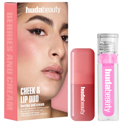 HUDA BEAUTY 
Berries and Cream Liquid Blush and Lip Gloss Set..