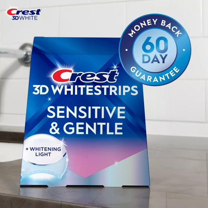 CREST 3D WHITESTRIPS SENSITIVE &amp; GENTLE + WHITENING LIGHT FULL BOX
