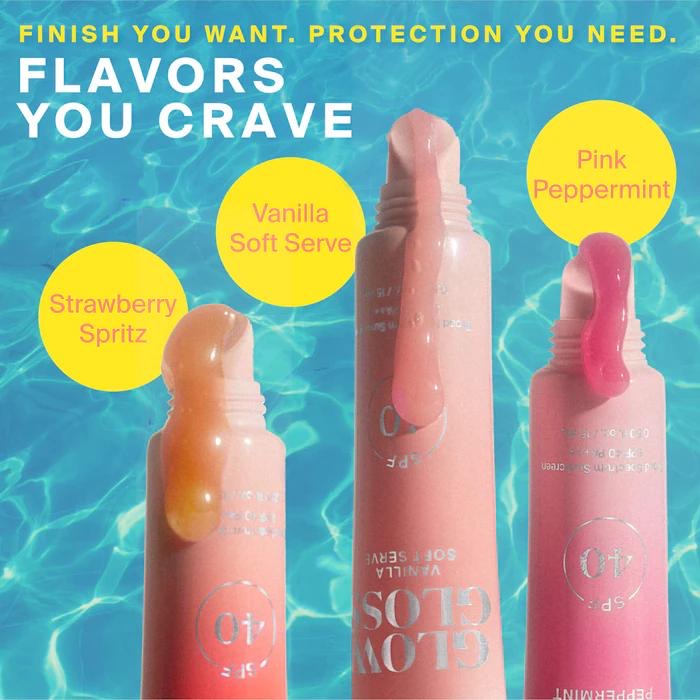 Supergoop! 
Glow Gloss SPF 40 Lip Balm with Peptides and Shea Butter..