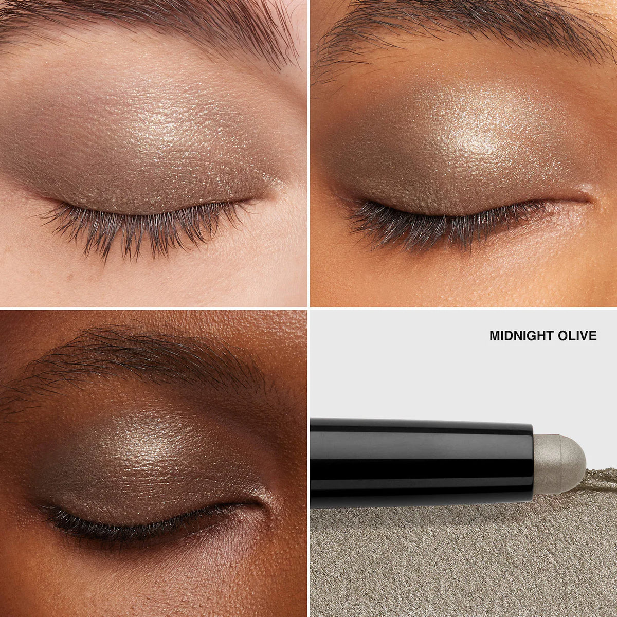 Bobbi Brown 
Long-Wear Waterproof Cream Eyeshadow Stick.. Midnight Olive - an olive green with silver shimmer..