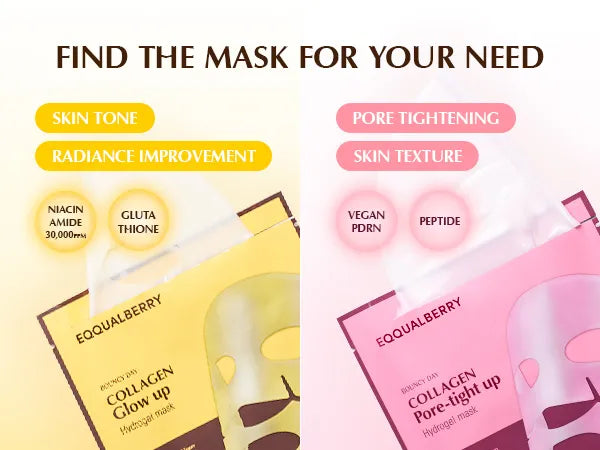 EQQUALBERRY - Collagen Glow up Hydrogel Mask Set
