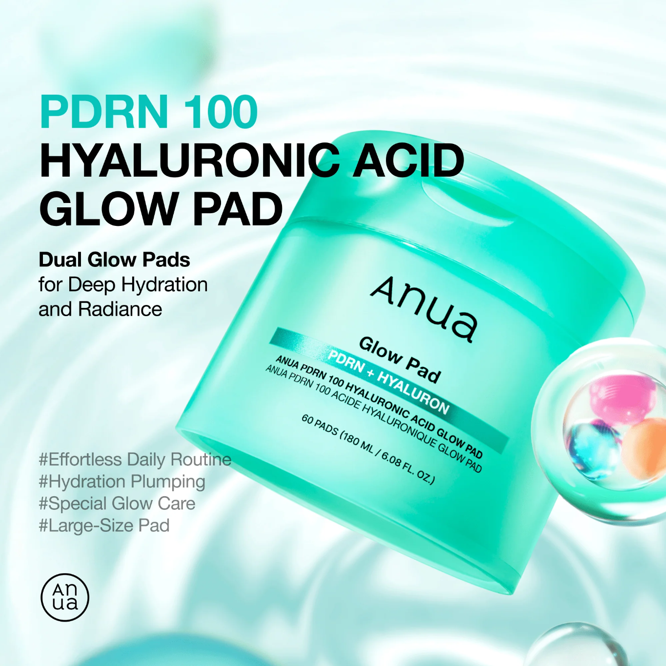 ANUA PDRN 100 Hyaluronic Acid Glow Pad.
