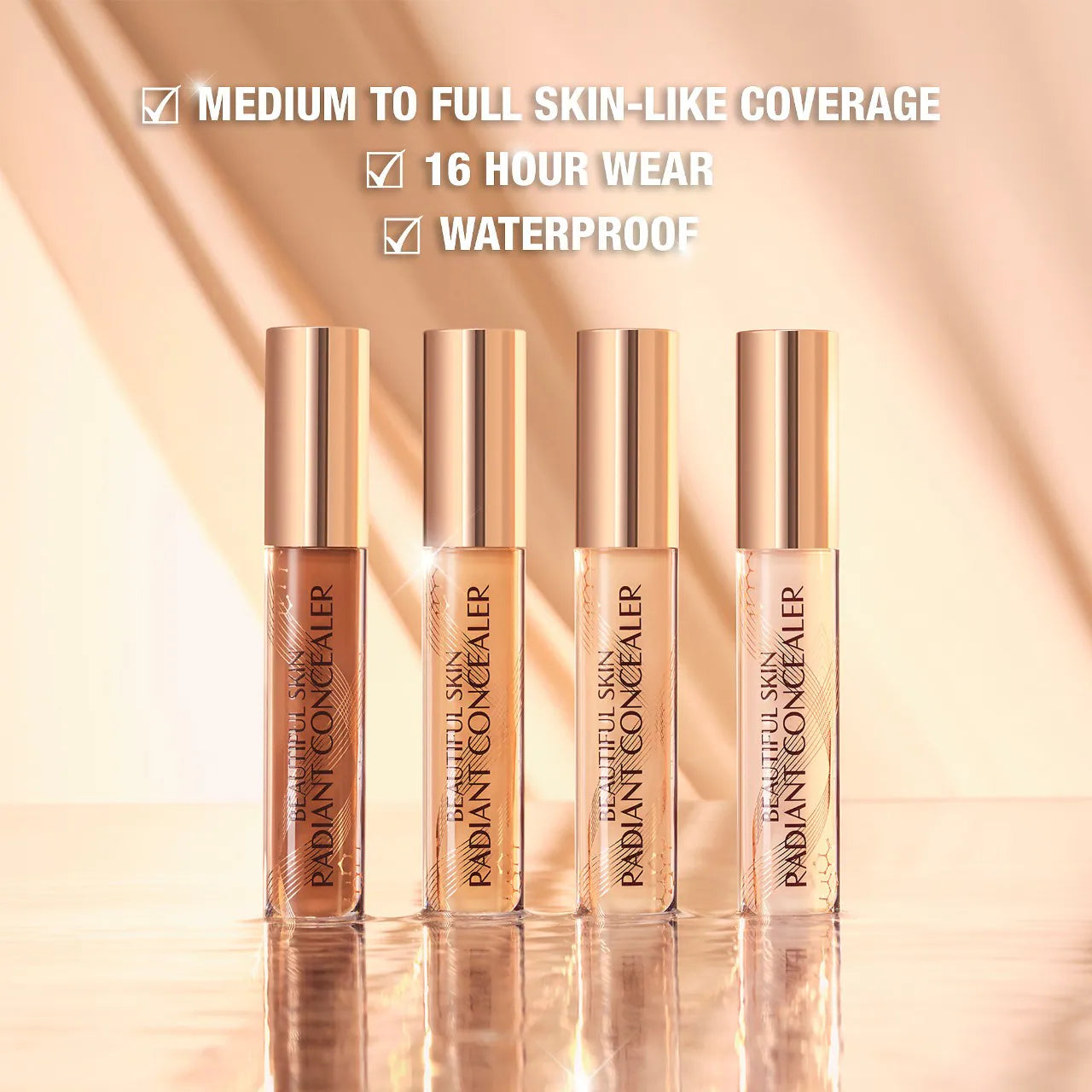 Charlotte Tilbury 
Beautiful Skin Medium to Full Coverage Radiant Concealer with Hyaluronic Acid..
