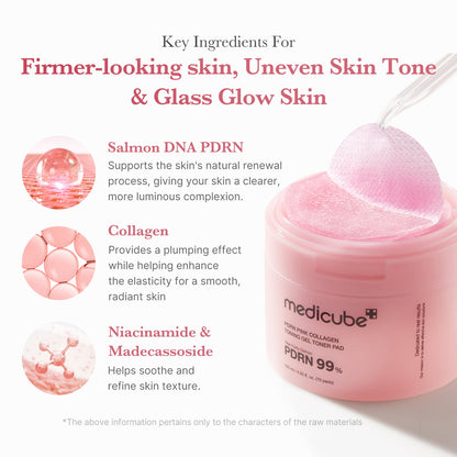 Medicube PDRN Pink Collagen Toning Gel Toner Pad..