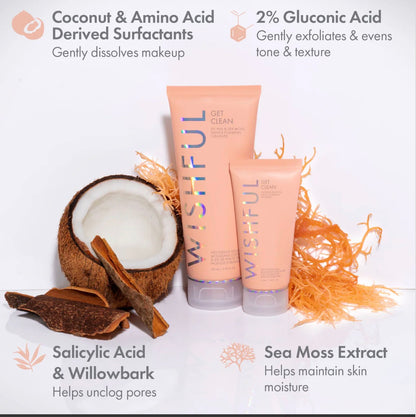 Huda beauty Wishful Get Clean 2% PHA &amp; Sea Moss Gentle Foaming Cleanser, 50ml