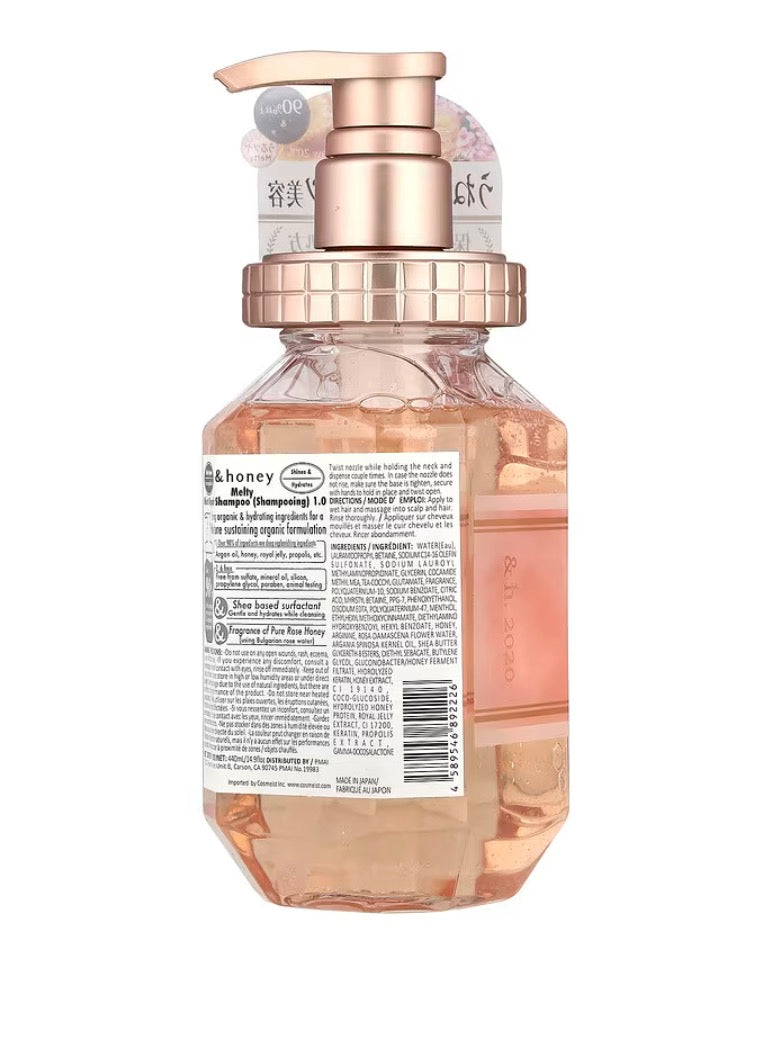 &amp; Honey, Melty Moist Repair Shampoo, Pure Rose Honey, 14.9 fl oz (440 ml)