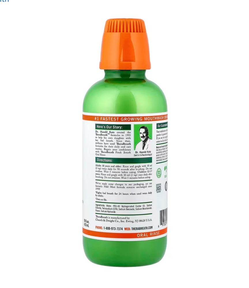 TheraBreath, Fresh Breath Oral Rinse, Mild Mint, 16 fl oz (473 ml)