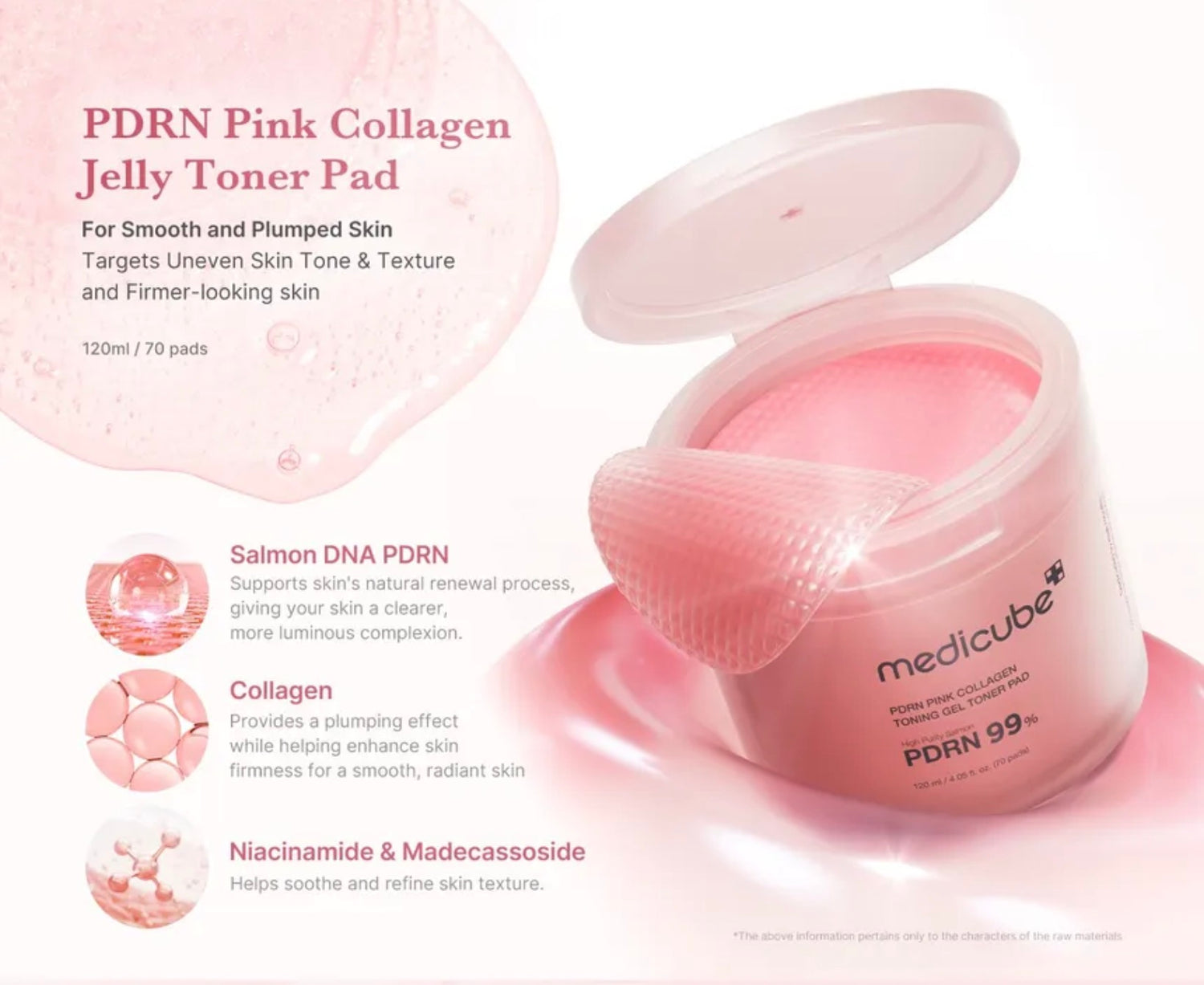 Medicube PDRN Pink Collagen Toning Gel Toner Pad