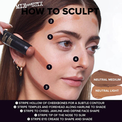 Nude stick Tinted Blur Sculpt Stick
Natural + Subtle Matte Contour Stick shade medium