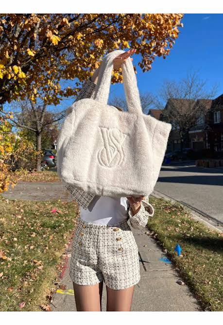 Victoria’s Secret faux fur Tote bag with zipper