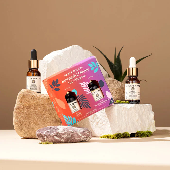 Fable &amp; Mane 
Mini Strength &amp; Shine Hair Oiling Duo