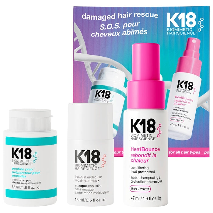 K18 Biomimetic Hairscience 
Damaged Hair Rescue Minis Gift Set